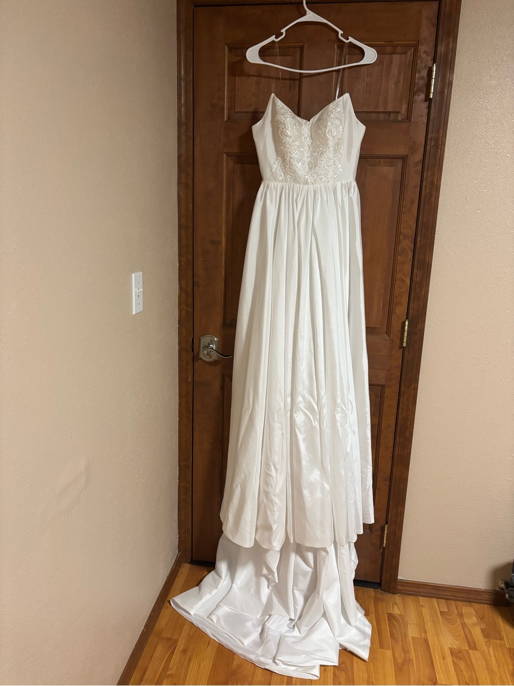 Elegant White Beaded Strapless Gown